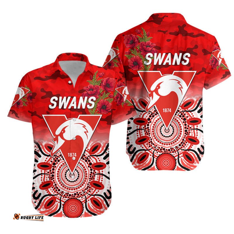 Sydney Swans ANZAC Hawaiian Shirt Indigenous Vibes