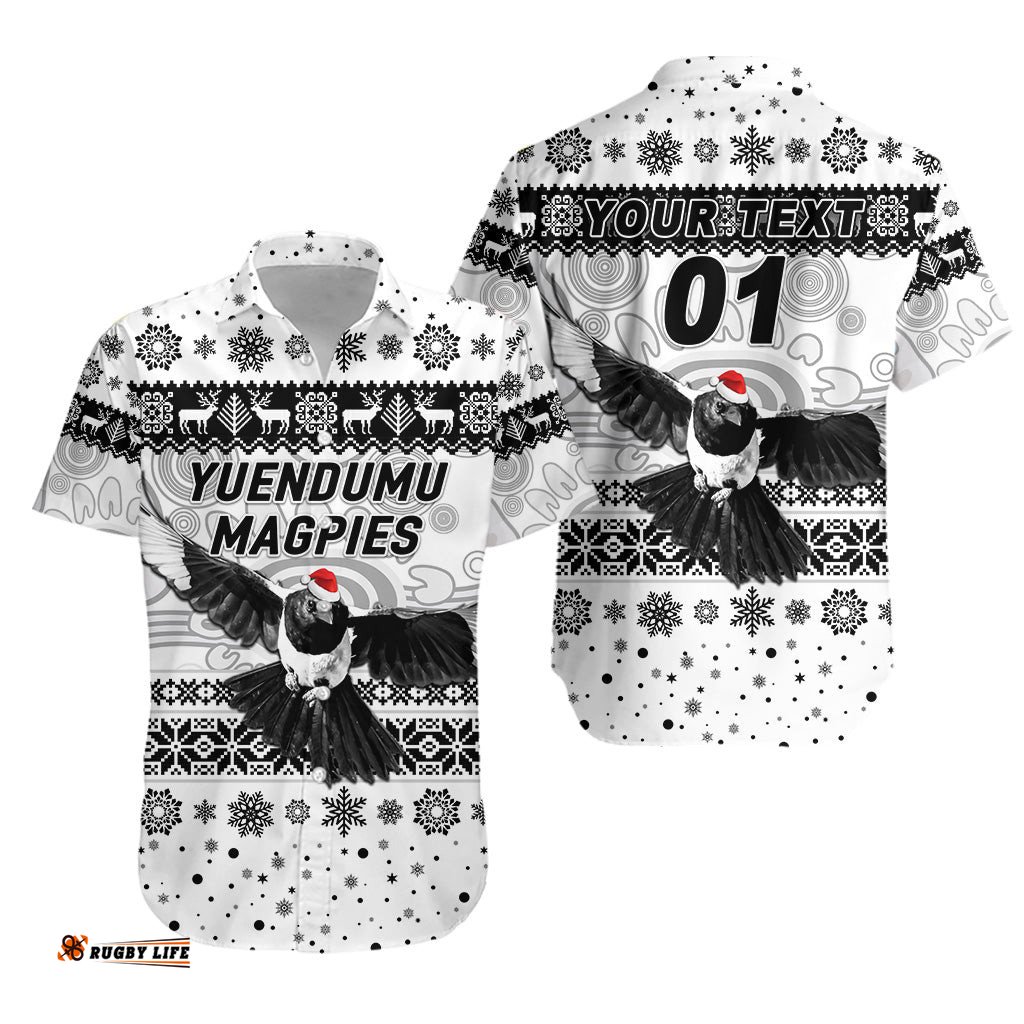 Custom Personalised Yuendumu Magpies Football Club Hawaiian Shirt Christmas Simple Style White