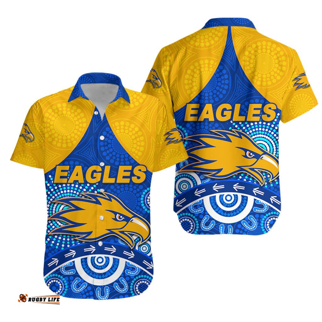 West Coast Eagles Hawaiian Shirt Indigenous Version Blue