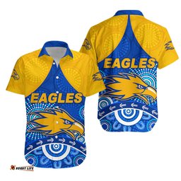 West Coast Eagles Hawaiian Shirt Indigenous Version Blue