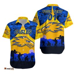 Custom Personalised West Coast Eagles ANZAC Hawaiian Shirt Simple Style Gold