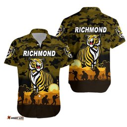 Richmond Tigers ANZAC Hawaiian Shirt Simple Style Black