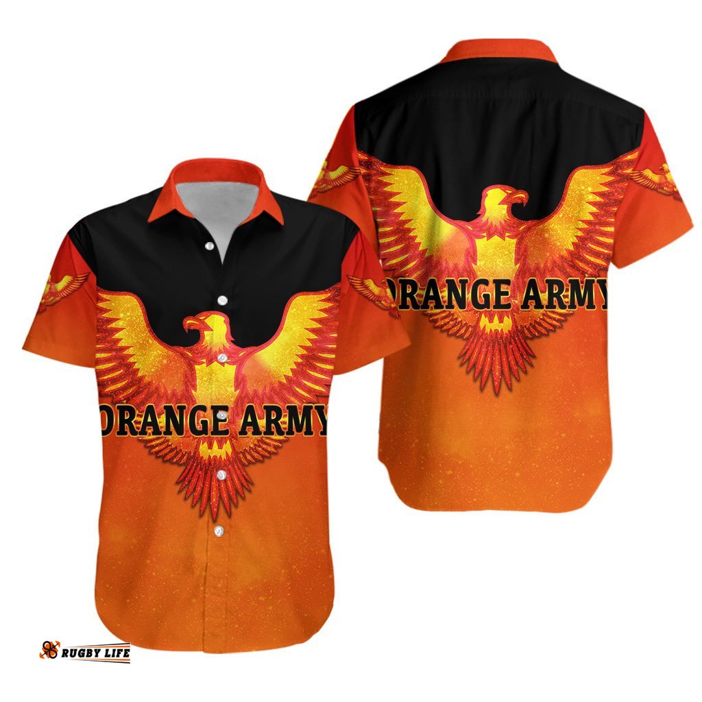 Sunrisers Hyderabad Orange Army Hawaiian Shirt Cricket Orange