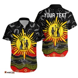 Custom Personalised Aboriginal Flag Hawaiian Shirt Energetic Aussie