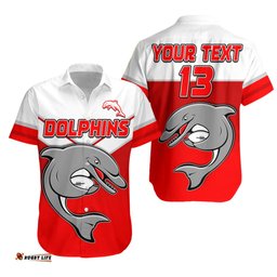 Custom Text and Number Dolphins Rugby Hawaiian Shirt Simple Style New History