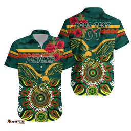 Custom Personalised Pioneer Football Club ANZAC Hawaiian Shirt Indigenous Vibes