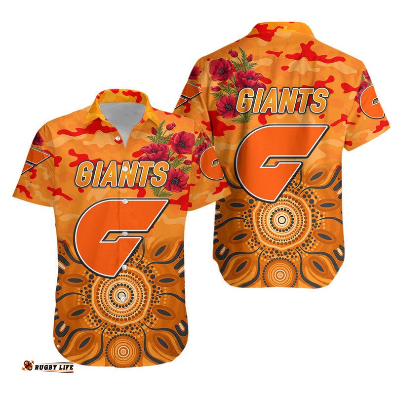 Greater Western Sydney Giants ANZAC Hawaiian Shirt Indigenous Vibes