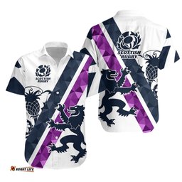Scotland Rugby Hawaiian Shirt Scottish Thistle White