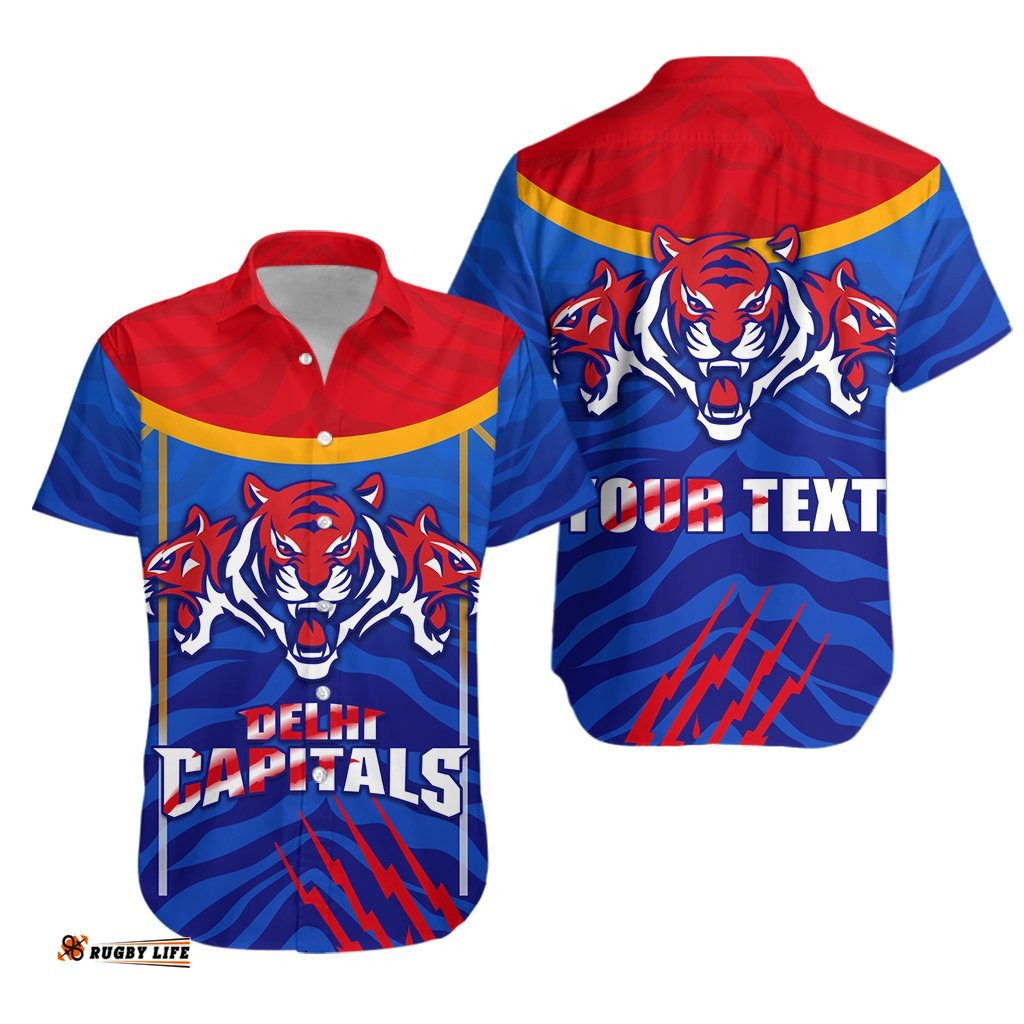 Custom Personalised India Premier Hawaiian Shirt Cricket Delhi Capitals Version