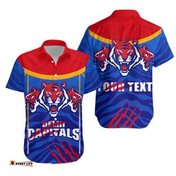 Custom Personalised India Premier Hawaiian Shirt Cricket Delhi Capitals Version