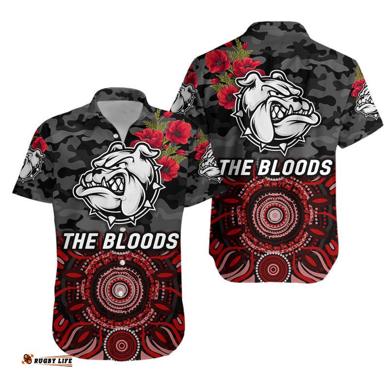 West Football Club Alice Springs ANZAC Hawaiian Shirt The Bloods Indigenous Vibes Black