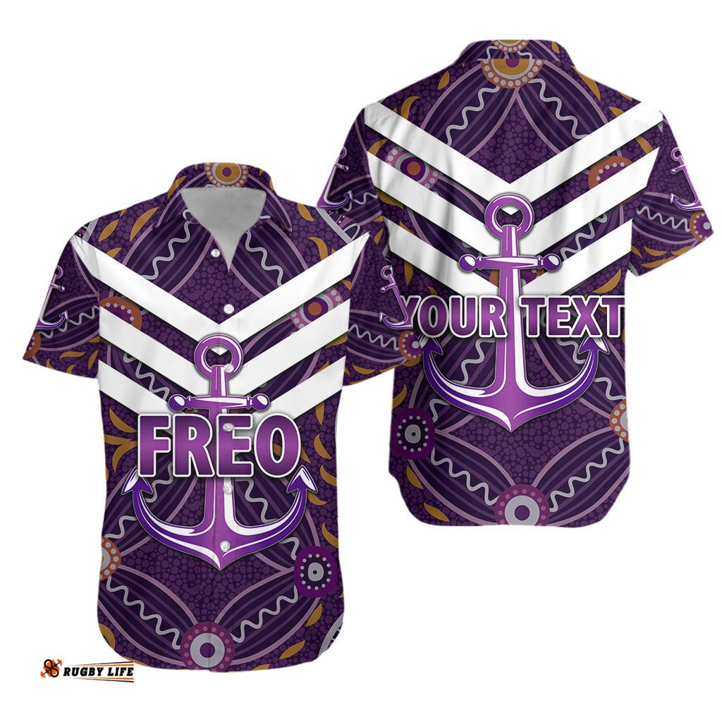 Custom Personalised Fremantle Dockers Hawaiian Shirt Freo Indigenous Vibes Purple