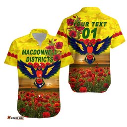 Custom Personalised MacDonnell Districts ANZAC Hawaiian Shirt Poppy Vibes