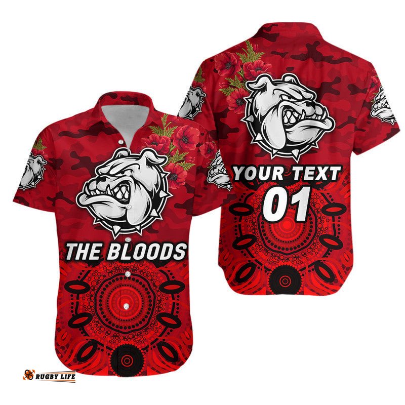 Custom Personalised West Football Club Alice Springs ANZAC Hawaiian Shirt The Bloods Indigenous Vibes Red