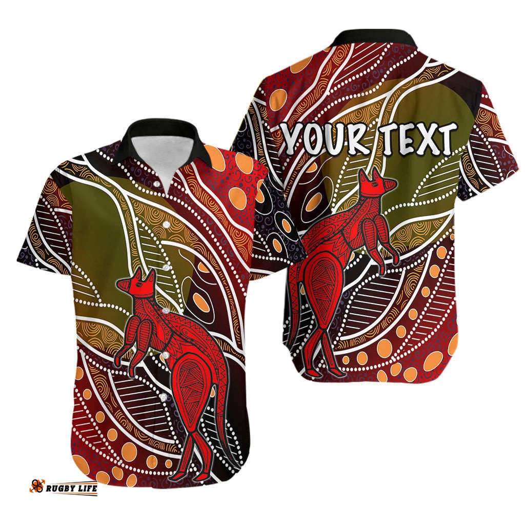 Custom Personalised Aboriginal Hawaiian Shirt Kangaroo Australia
