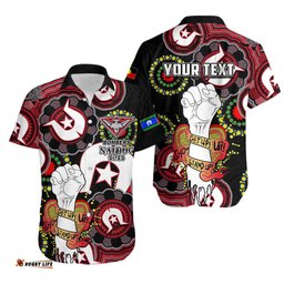 Custom Personalised Bombers Australian Football Hawaiian Shirt NAIDOC Week Let's Fight Together
