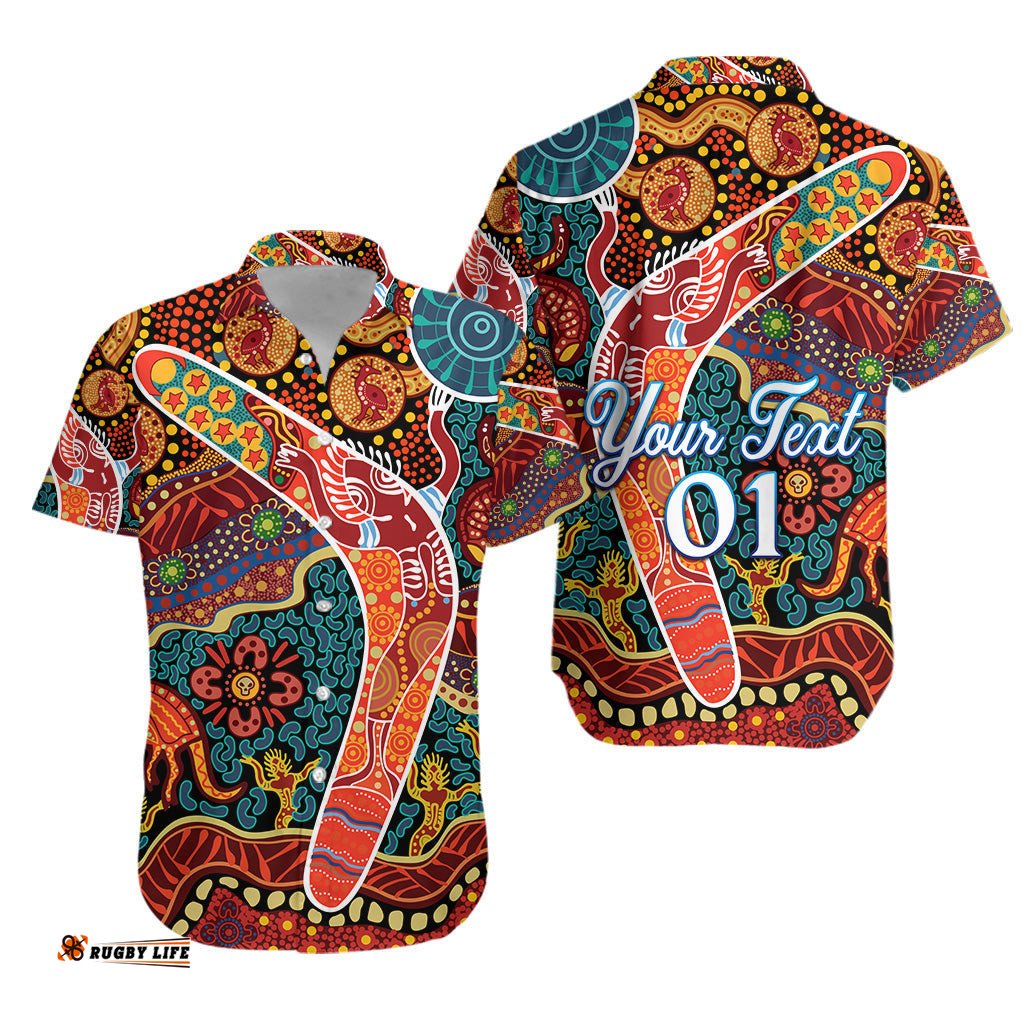 Custom Personalised Aboriginal Boomerang Hawaiian Shirt Indigenous