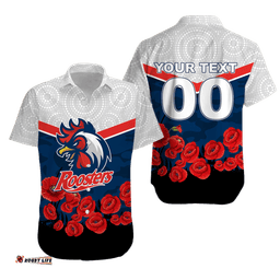 Custom Personalised Roosters ANZAC Day Hawaiian Shirt Indigenous Art