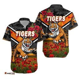 Wests Tigers ANZAC Hawaiian Shirt Poppy Flowers Vibes