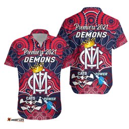 Melbourne Demons Indigenous Hawaiian Shirt Football Premiers The King