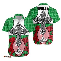 Wales Celtic Cross Dragon Hawaiian Shirt 0