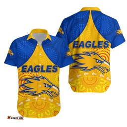 West Coast Eagles Hawaiian Shirt Indigenous Version Gold