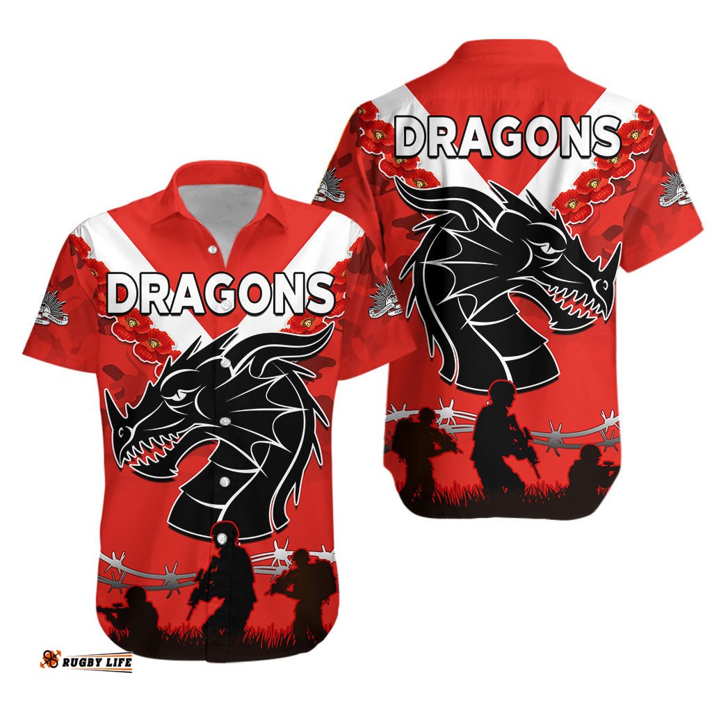 Dragons ANZAC Hawaiian Shirt Lest We Forget