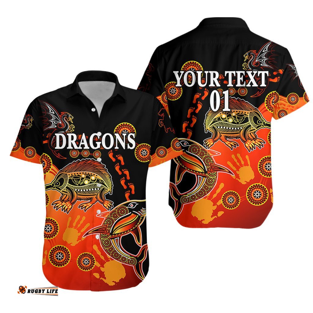 Custom Personalised St. George Dragons Hawaiian Shirt Simple Indigenous Latest Version, Custom Text And Number