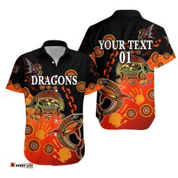 Custom Personalised St. George Dragons Hawaiian Shirt Simple Indigenous Latest Version, Custom Text And Number