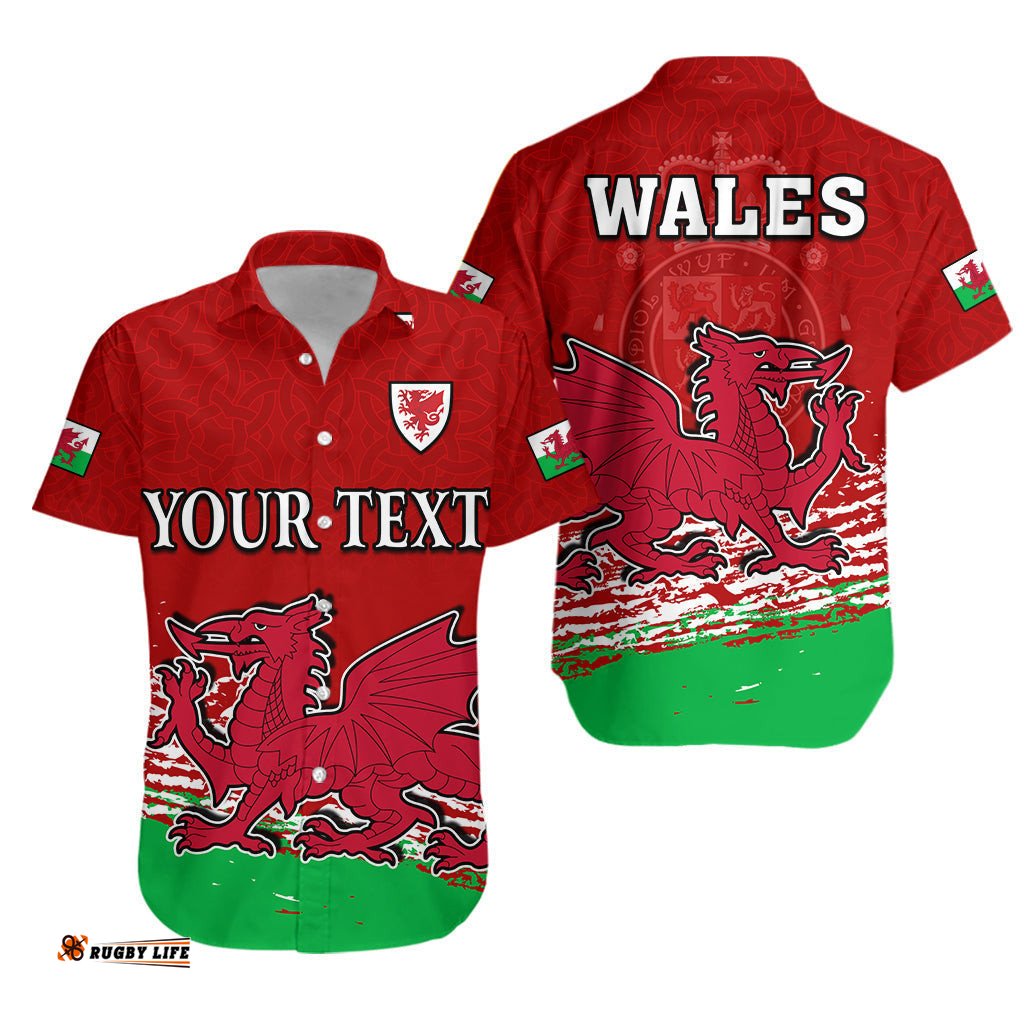 Custom Personalised Wales Football Hawaiian Shirt Come On CYMRU The Red Wall