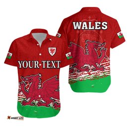 Custom Personalised Wales Football Hawaiian Shirt Come On CYMRU The Red Wall