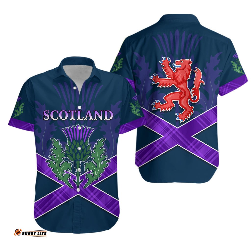 Scotland Rugby Hawaiian Shirt Thistle Six Nations