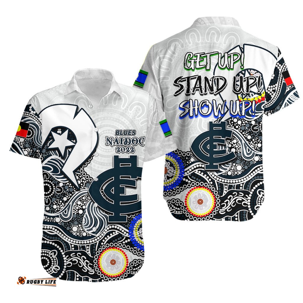 Blues Australian Football Hawaiian Shirt NAIDOC Patterns