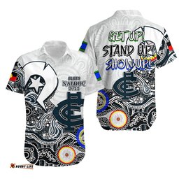 Blues Australian Football Hawaiian Shirt NAIDOC Patterns