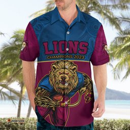 AFL Lions Champions Hawaiian Shirt Proud Brisbane Aboriginal Vibe