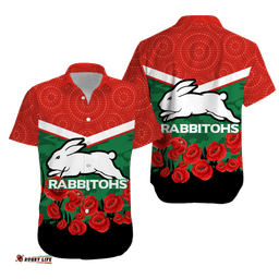 Rabbitohs ANZAC Day Hawaiian Shirt Indigenous Art