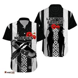 Magpies ANZAC Day Hawaiian Shirt Indigenous Art