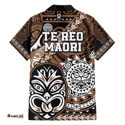 Te Reo Maori New Zealand Hawaiian Shirt Aotearoa Kia Haka Maori Tribal Tattoo Gold Style
