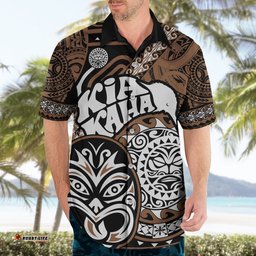 Te Reo Maori New Zealand Hawaiian Shirt Aotearoa Kia Haka Maori Tribal Tattoo Gold Style