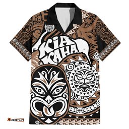 Te Reo Maori New Zealand Hawaiian Shirt Aotearoa Kia Haka Maori Tribal Tattoo Gold Style