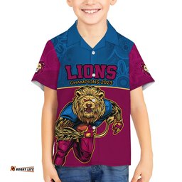 Custom AFL Lions Champions Hawaiian Shirt Proud Brisbane Aboriginal Vibe