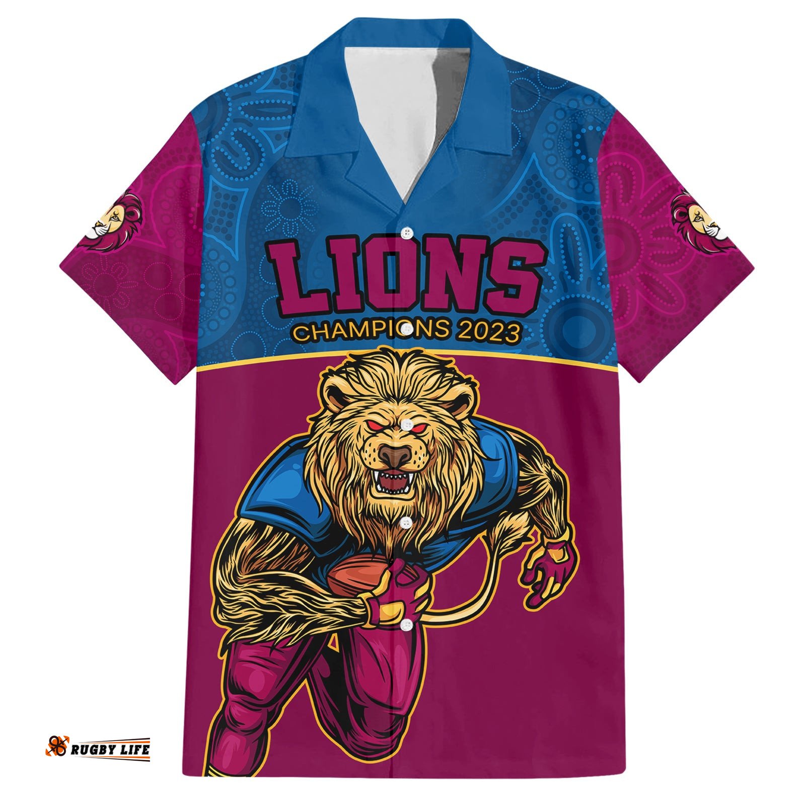Custom AFL Lions Champions Hawaiian Shirt Proud Brisbane Aboriginal Vibe