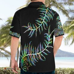 New Zealand Hawaiian Shirt Aotearoa Silver Fern Mixed Papua Shell Green Vibe
