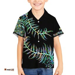 New Zealand Hawaiian Shirt Aotearoa Silver Fern Mixed Papua Shell Green Vibe
