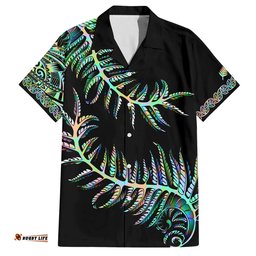 New Zealand Hawaiian Shirt Aotearoa Silver Fern Mixed Papua Shell Green Vibe