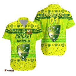 Custom Personalised Australia Men Cricket Team Hawaiian Shirt Christmas Simple Style