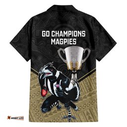 Collingwood Football Hawaiian Shirt Magpies Go Champions Polynesian Indigenous Art