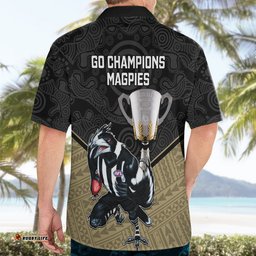 Collingwood Football Hawaiian Shirt Magpies Go Champions Polynesian Indigenous Art