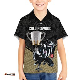 Collingwood Football Hawaiian Shirt Magpies Go Champions Polynesian Indigenous Art