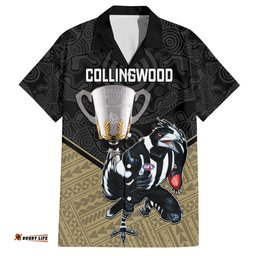 Collingwood Football Hawaiian Shirt Magpies Go Champions Polynesian Indigenous Art